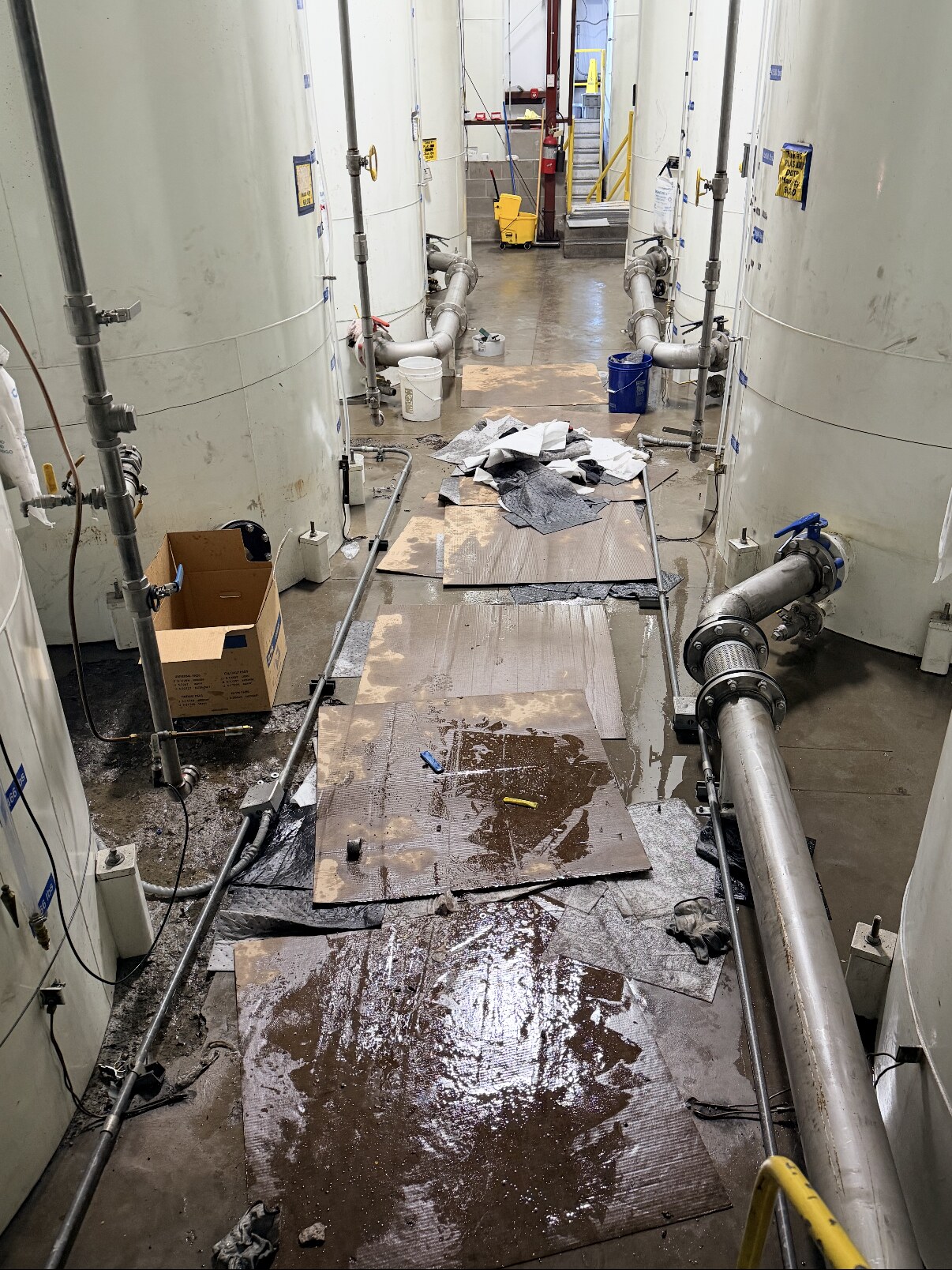 Industrial facility floor before EOTD cleanup
